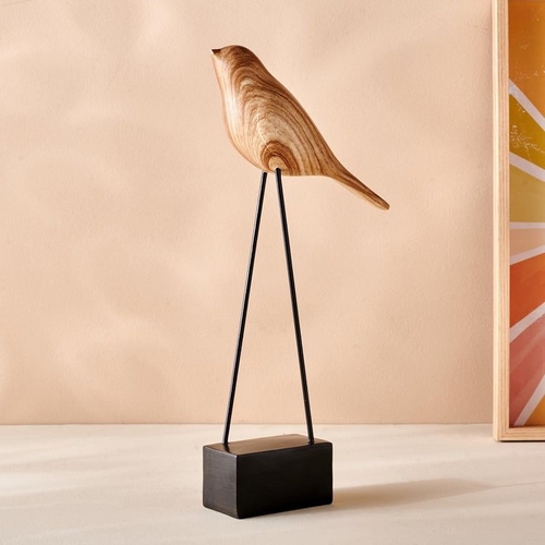 Splendid Dastkari Polyresin Sitting Bird Figurine with Stand
