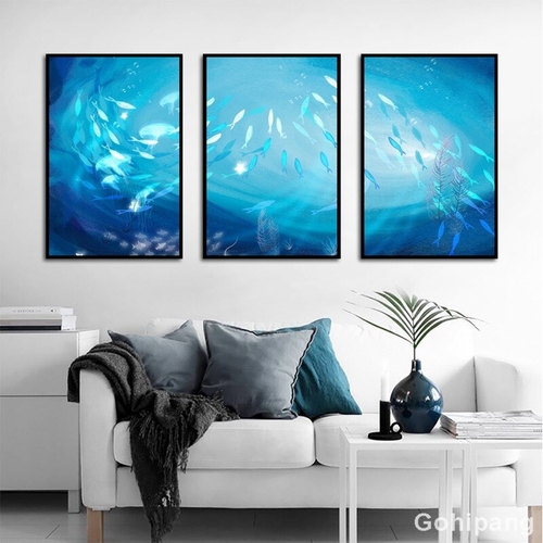 Dream Blue Sea Fish Decorative Painting Canvas