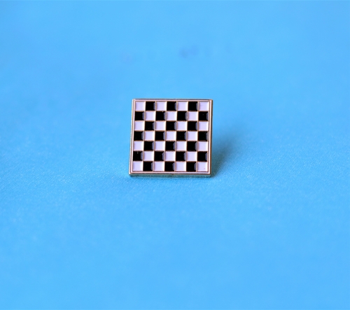 Black and white chessboard Pin