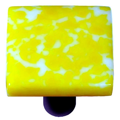 Hot Knobs HK8061-KB Granite Sunflower Yellow & White Square Glass Cabi