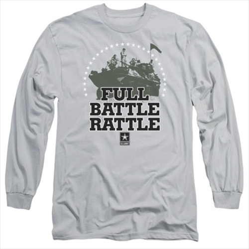 Army-Full Battle Rattle - Long Sleeve Adult 18-1 Tee, Silver - Lar