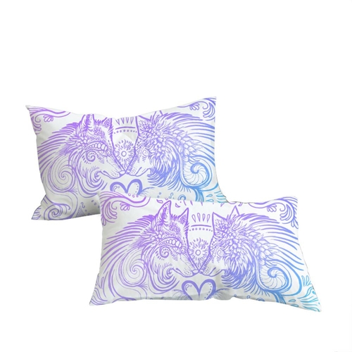 Wolves Heart by SunimaArt Pillowcase Blue and
