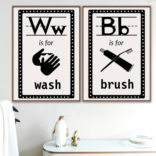 Wash Hand Toilet Toothbrush Wall Art
