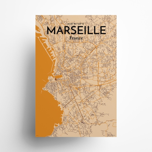 Marseille City Map Poster