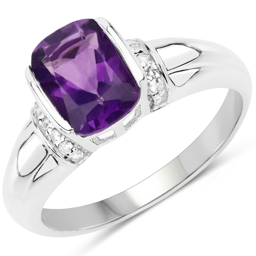 0.96 Carat Genuine Tanzanite and White Topaz .925 Sterling Silver Ring