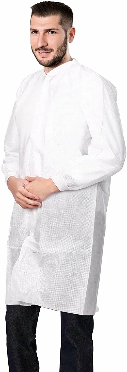 Lab Coat Disposable XX-Large. Pack of 10 White Disposable Lab Coats