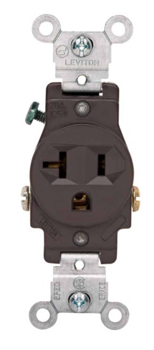 Cooper Wiring 05801-00S 20A Commercial Grounding Single Receptacle  Br