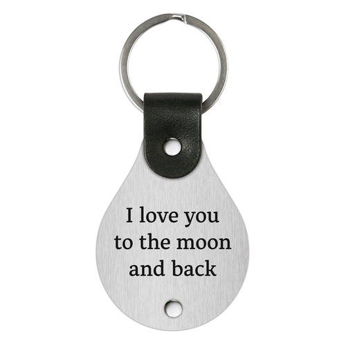 Leather keychain with engraving – I love you to the moon and back