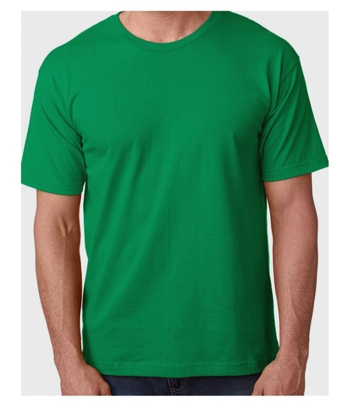 Solid Round Neck Cotton Blend Green T-Shirt