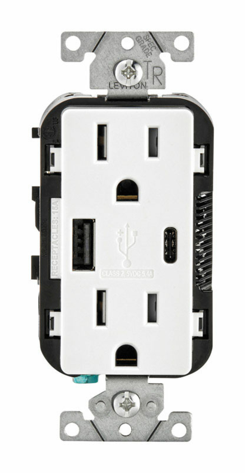 Leviton 3850260 125V Receptacle & USB Charger