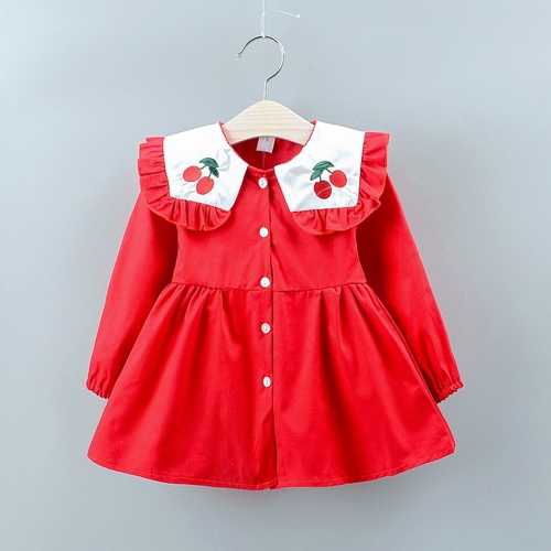 Girls Dress Kid Baby Girl Fruits Cherry Printed