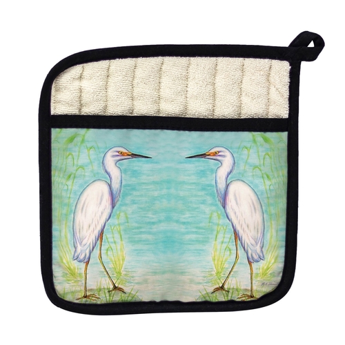 Betsy Drake PT025 Snowy Egret Pot Holder