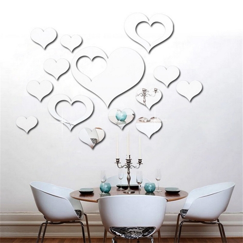 Love Heart Acrylic 3D Mirror Wall Sticker Mural