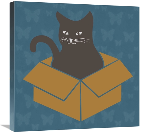 Global Gallery GCS-458107-2424-142 24 x 24 in. Cat in a Box - Blue Art