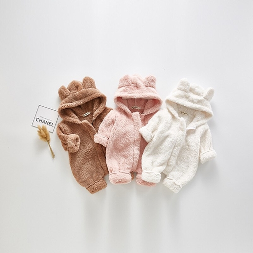 0 24M Winter Infant Kids Boys Girls Rompers Fur 3D