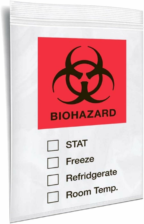 PUREVACY Biohazard Bags 8 x 10. Pack of 1000 Zipper Bags 8x10 Red