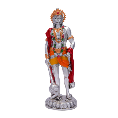 Silver Standing Hanuman Ji (SIZE) 24 inch (COLOR) MULTICOLOR