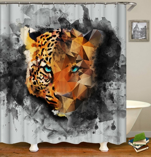 Leopard With Stunning Eyes Drawing Shower Curtain