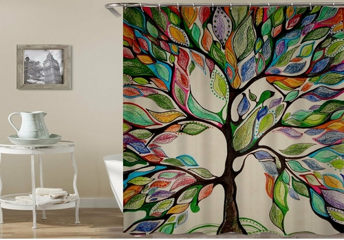 Multicolored Artwork Tree Shower Curtain