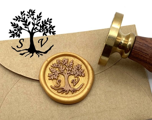 Tree Initials Wax Seal Stamp Personalized Monogram Custom