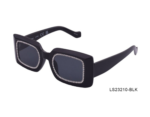 Square Black with Frame Rhinestones Woman Sunglasses-LS23210