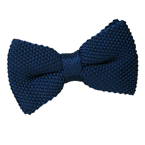 Plain Knitted Pre-Tied Bow Tie - Navy Blue