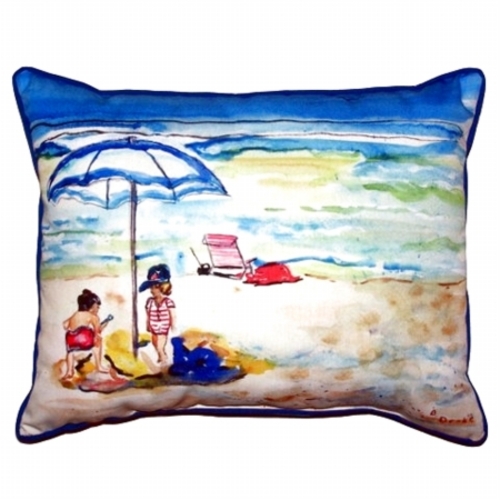 Betsy Drake ZP391 Children At The Beach Extra Large Zippered Pillow