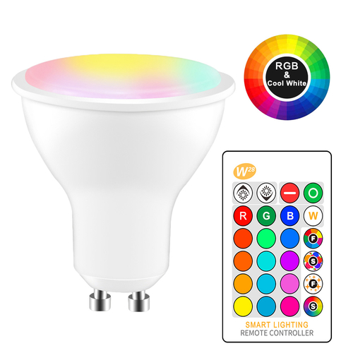 Cool White RGBW LED Bulb GU10 Color Changing