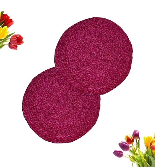 Set of 2 Braided Jute Placemats, 30 cm Round, Best for Bed-Side