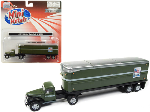 1941-1946 Chevrolet Tractor Trailer Truck \U.S. Mail\" Army Green 1/87