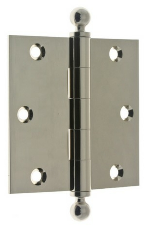 Solid Brass Loose Pin Hinges, Bright Nickel - 4 x 4 in.