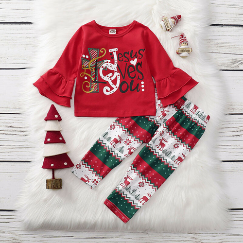 1 5Y Toddler Kid Baby Girls Xmas Clothes Sets