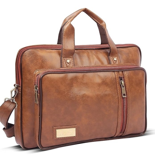 Vegan Leather Laptop Messenger Office Bag for Men and Women