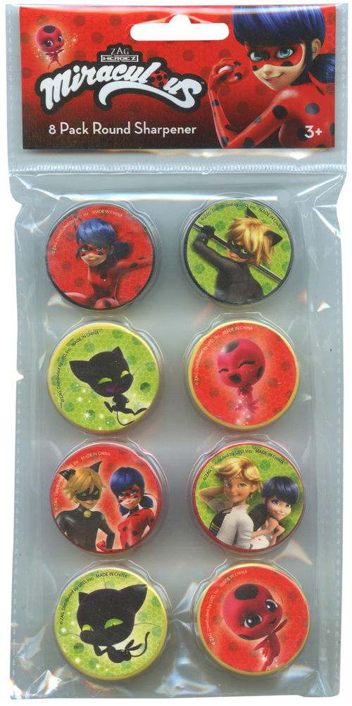 Miraculous Ladybug 8 Pack Round Sharpeners