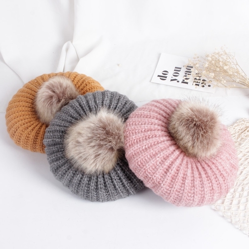 2 6Y Autumn Winter Kids Baby Girls Warm Hats Balls