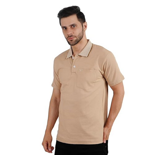 Mens Cotton Matty Premium Fabric Polo T-Shirt  (Size-M) (Color-BEIGE)