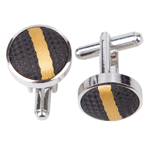 Single Stripe Cufflinks - Black & Gold
