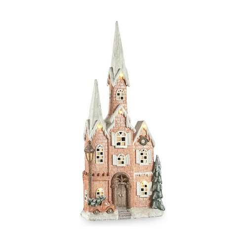 Decorative Figure House Christmas LED Light Pink Music White Brown