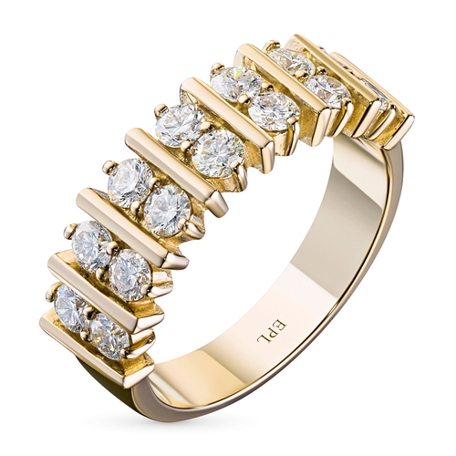 14K Yellow Gold Ring with 14 Round-Cut Lab-Created Diamonds 0.733