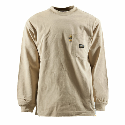 Berne Apparel FRK11KHR400 Fr Crew Neck T-Shirt- Khaki - Medium