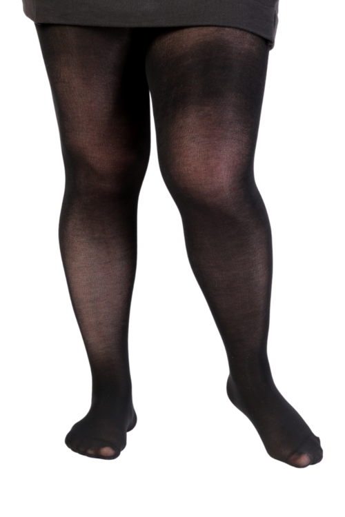 BARBARA plus size black viscose tights for women