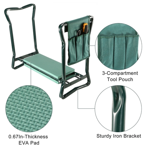 Foldable Garden Kneeler Seat with Kneeling Soft Cushion Pad Tools