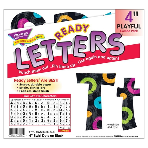 Trend Enterprises T-79761 Swirl Dots On Black Ready Letters