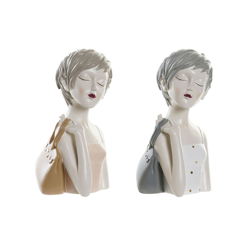 Decorative Figure DKD Home Decor Lady Pink White 15 x 15 x 27,5 cm (2
