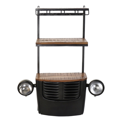 Bottle rack DKD Home Decor Car Acacia Iron Dark grey (83 x 30 x 104