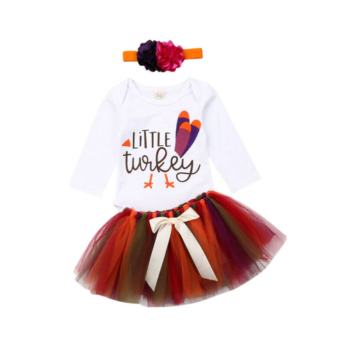 Turkey Thanksgiving Infant Baby Girl Romper Tulle