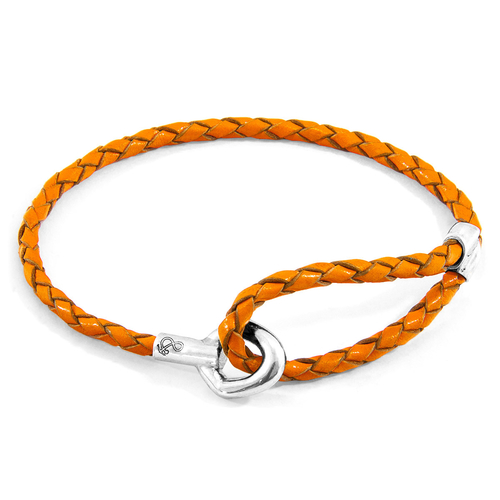 Fire Orange Blake Silver & Leather Bracelet