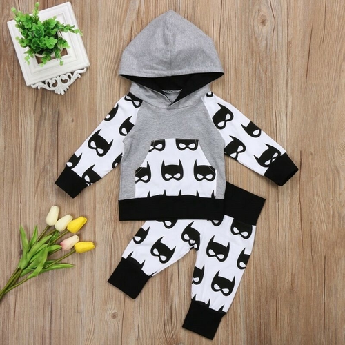 2Pcs Toddler Infant Baby Boy  Clothes Hooded Top T