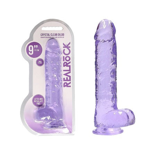 RealRock Crystal Clear Realistic 9 in. Dildo With Balls and Suction