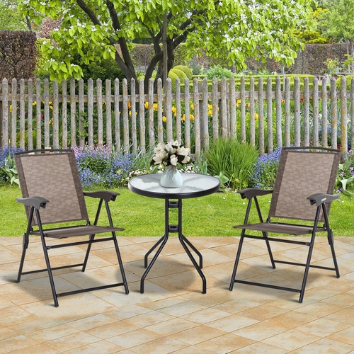 Outsunny Garden Table Set for Recreation Folding Adjustable Dining